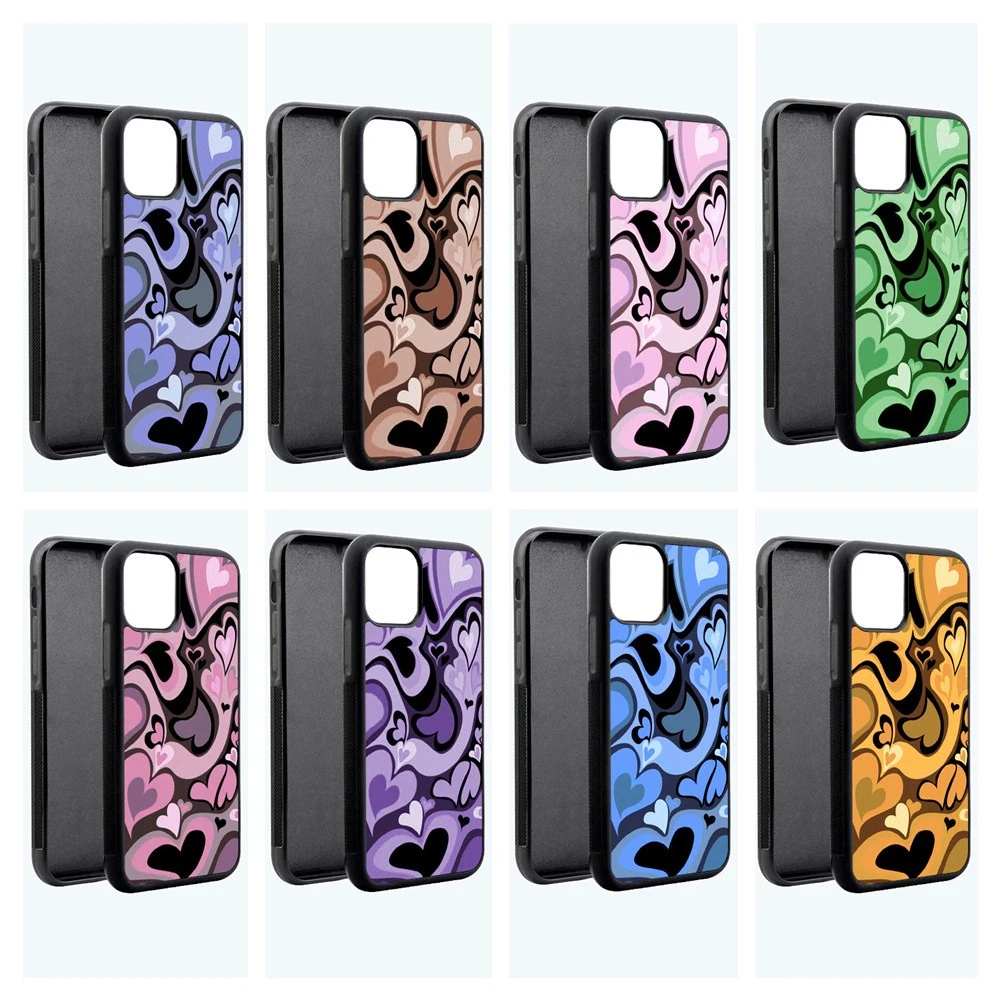 

Love Purple Brown Hearts Soft TPU Edge Phone Case For Apple Accessories Iphone 5s se 6s 7 8plus xr xs 11 12 mini Pro max Cover