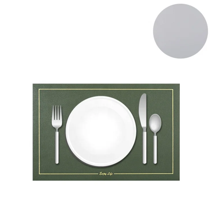 

Custom Logo PU Leather Table pad Square Double Placemats Dining Table mat, Black