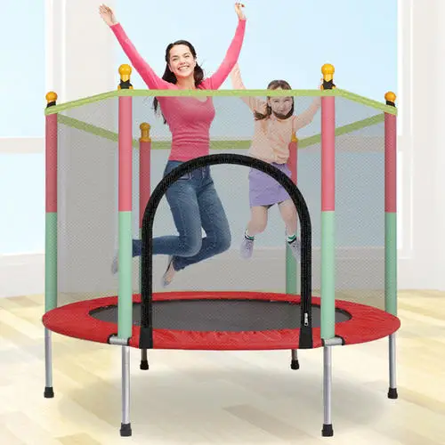 

2021 new small fitness household children trampoline with net