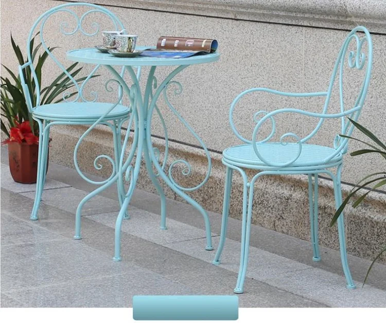 Outdoor Patio Garden Yard Iron Furniture Wrought Iron Metal Party Dining Table Sets