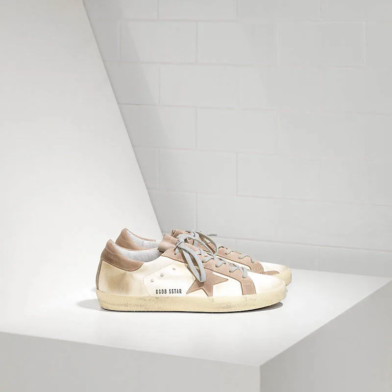 

Goldens SNEAKERS SUPER STAR IN PELLE RIVESTITA IN SETA E STELLA IN CAMOSCIO white satin gooses Shoes, 20colors