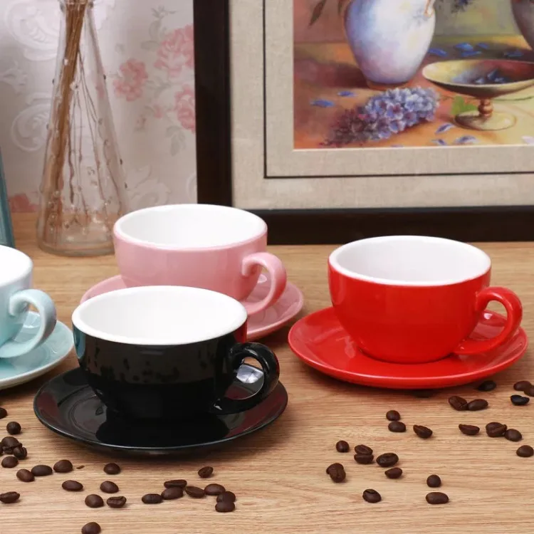 

Ceramic coffee cappuccino espresso latte cup with saucer, Customized color