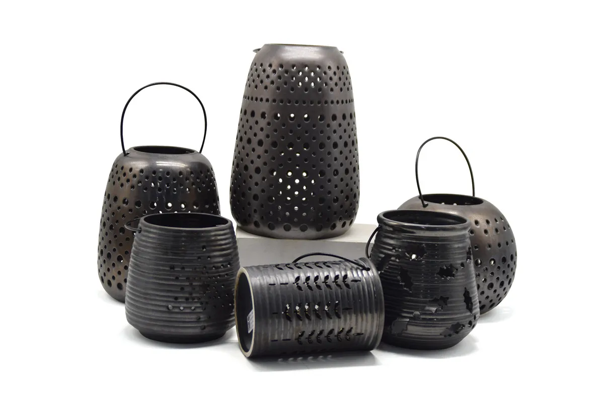 Classic Hollow Ceramic Candle Holder for Pillar Candles Home Decor