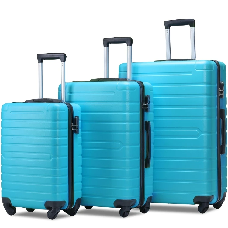 

US Warehouse Free Shipping 3 in 1Sky Blue Lightweight Hardshell Suitcase Luggage with TSA Lock