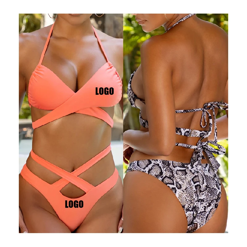 

Free Shipping Sexy Women High Waist Bikini Swimsuit Female Thong Brazilian Snake Biquini Bikini Set BathingSuit Swimwear