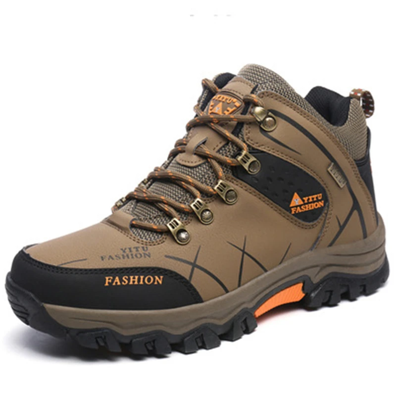 

Dropshiping Agent Men's Boots Outdoor Non-slip Hiking Boots Leather Waterproof Men Chunky Sneakers Work Shoes Plus Size 47