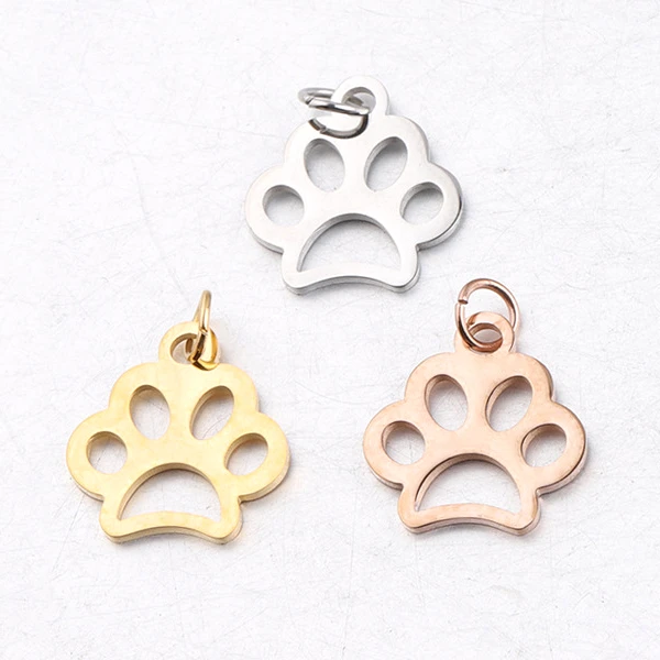 

DIY Little Animal Pendant Engraving Mirror Polished Stainless Steel Dog Paws Charms For Jewelry Making