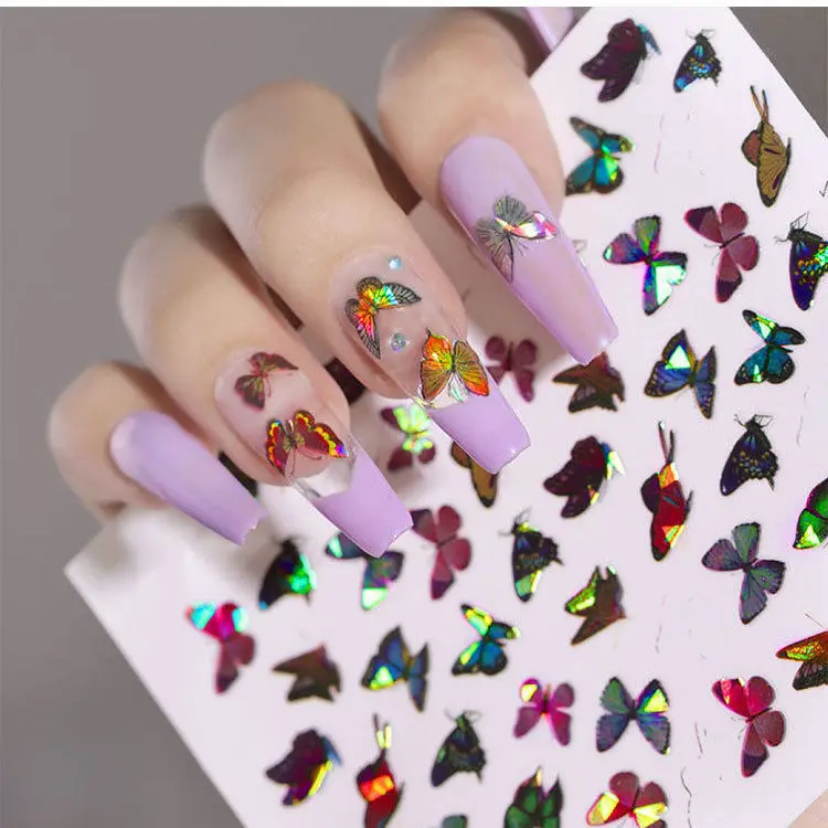 

2021 Newest Hot Other Nail Supplies Nails Stickers Pcs Art Accesories Decorations Foils Product 3d Butterfly Stickers for Nails, Colorful