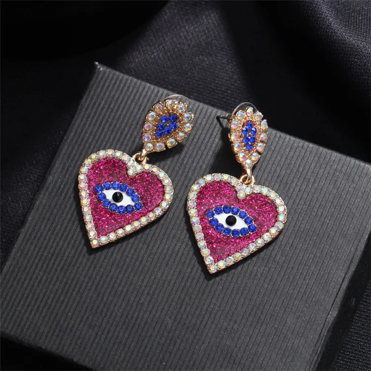 

Vintage Drop Earrings Fashion Womens Stud Jewelry Evil Enamel Eye Bohemian Red Heart Gold Statement Earrings