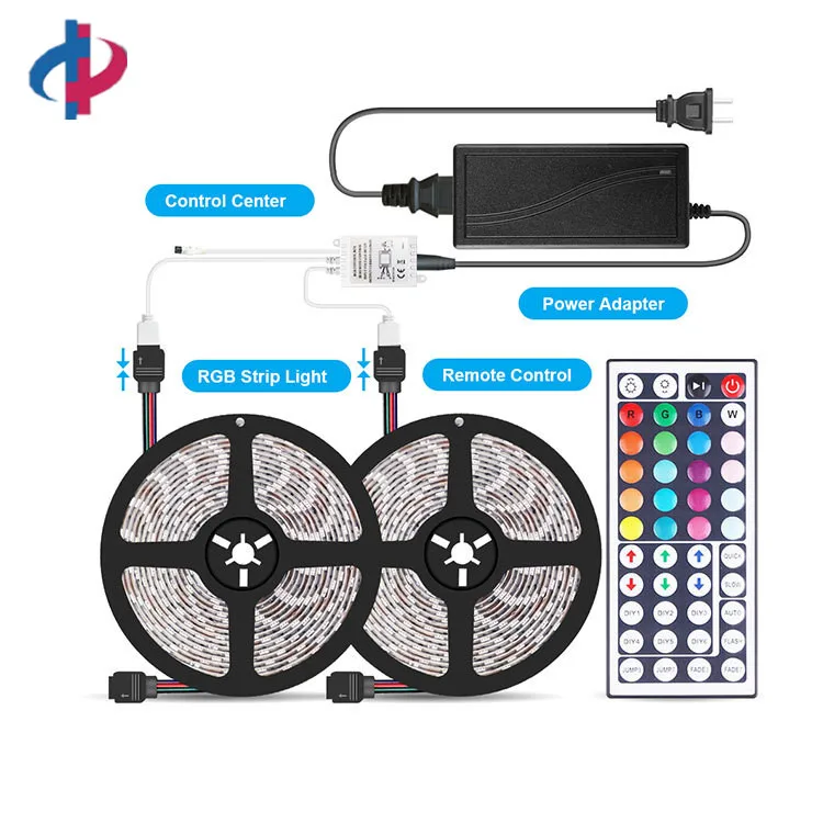 5050 Flexible Light Kit IP65 44 key IR remote controlled 5M 300LED 12V RGB LED strip with power adapter