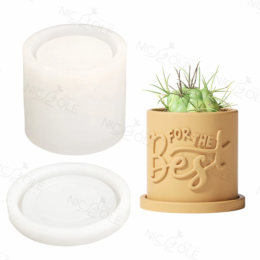 

Nicole Handmade Mother's Day Concrete Cement Flower Pot Vase Planter Succulents Pen Holder Silicone Mold