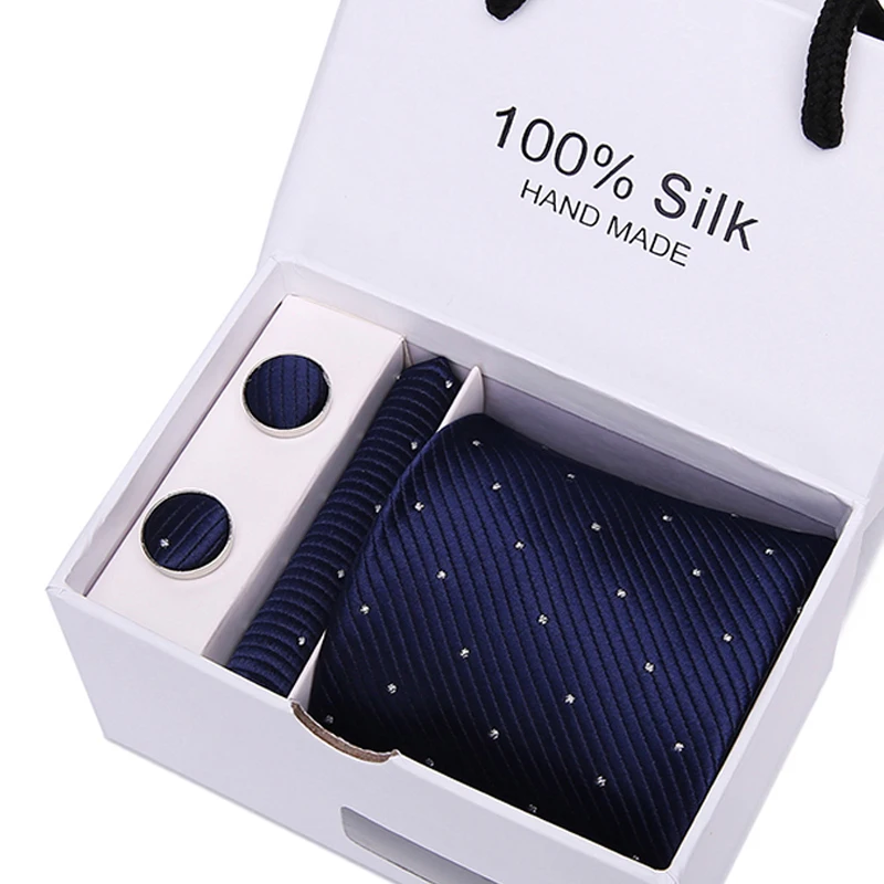 
High Quality Custom Strip Fashion Style Stock Polyester&Silk Neckties Mens Ties Set Box 