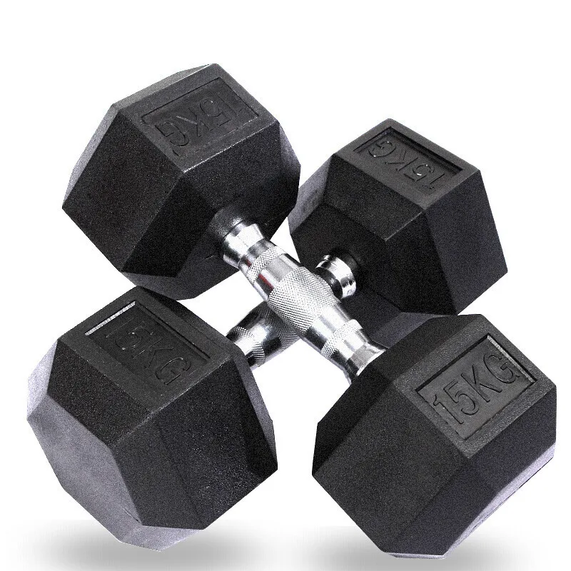 

Fitness Equipment Rubber Dumbbell Free Weight Cast Iron Hexagon Dumbbell 2.5kg-50kg Rubber Hexagon Dumbbell