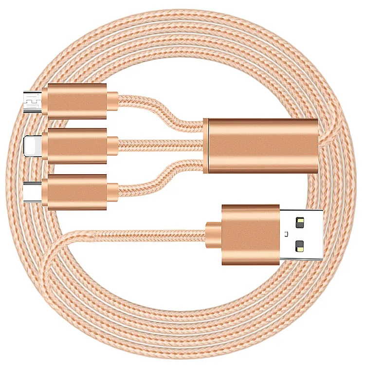 

3 in 1 Fast Charging Nylon Braided Usb Data Cable for iPhone 3a Quick Charger Micro Type C 8pin Cable Usb with Cheap Price