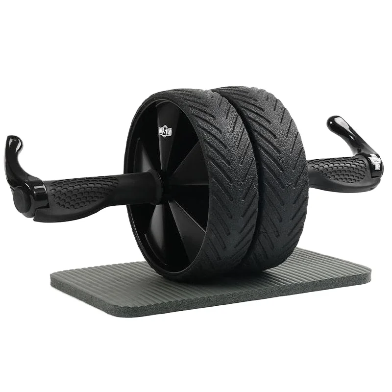 

Customized logo availabled rubber handle wheel for home fitness training, Black