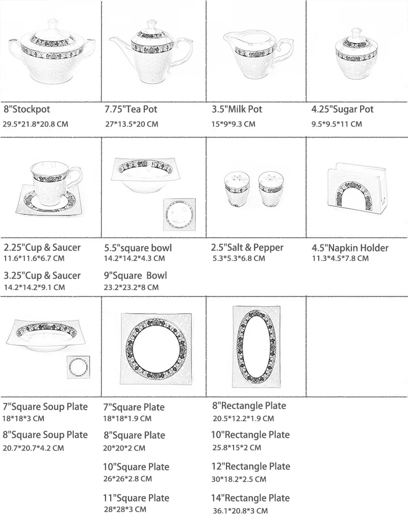 Customized Tea Set English Square Tea Set Villeroy And Boch