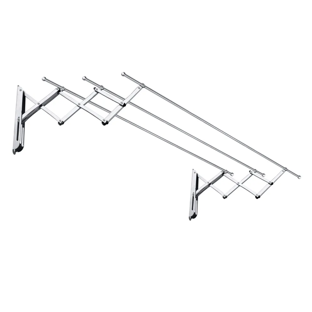 

Collapsible wall mounted clothes hanger /Room saving foldable stainless steel clothesline, Sivler