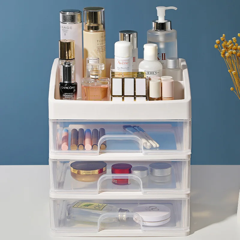 

Transparent Desktop Drawers Plastic Cosmetics Makeup Organizer Storage Box