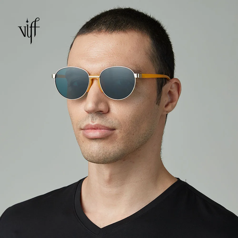 

VIFF Male Sun Glasses Sunglasses Metal Eyeglasses Glasses Lentes HM19489 Custom Frame Man Unisex Mirror Black GOLD Oval Silver
