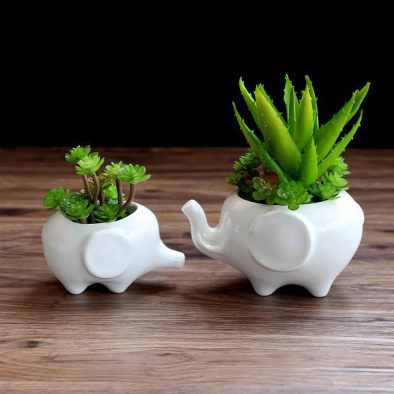 

Office Ornaments Gardening Succulents Potted Plants Elephant Ceramic Flower Pots, Print