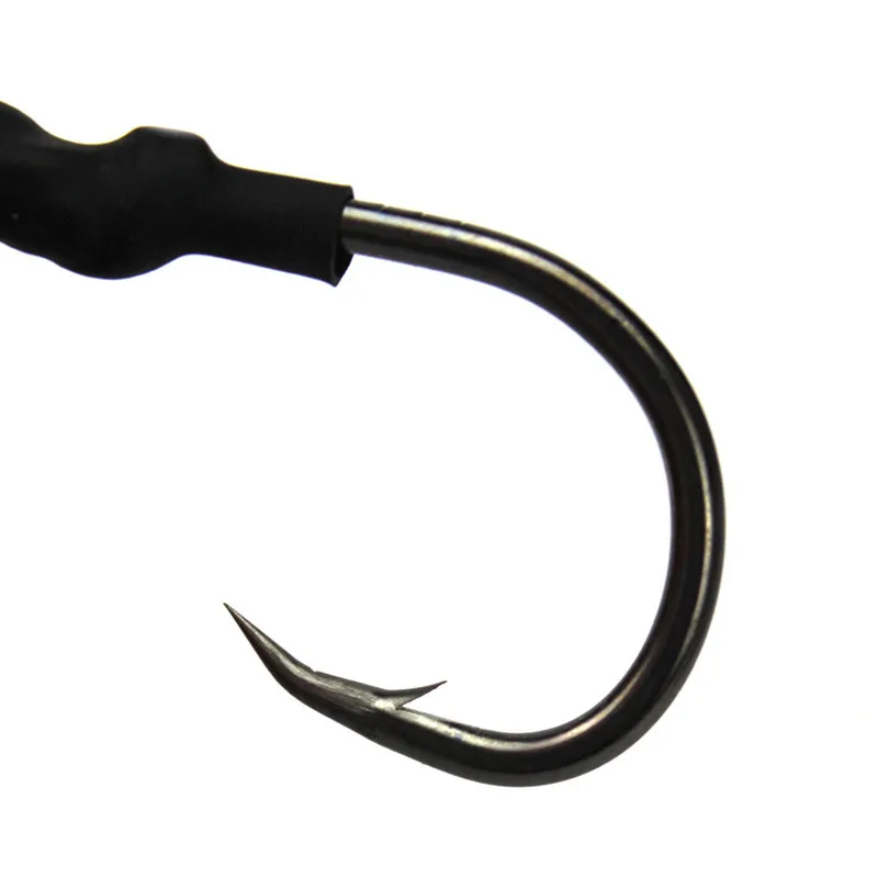 

Wholesale 1/0# 3/0# 4/0# Iron plate hook tied with barbed fish hook, Black nickel