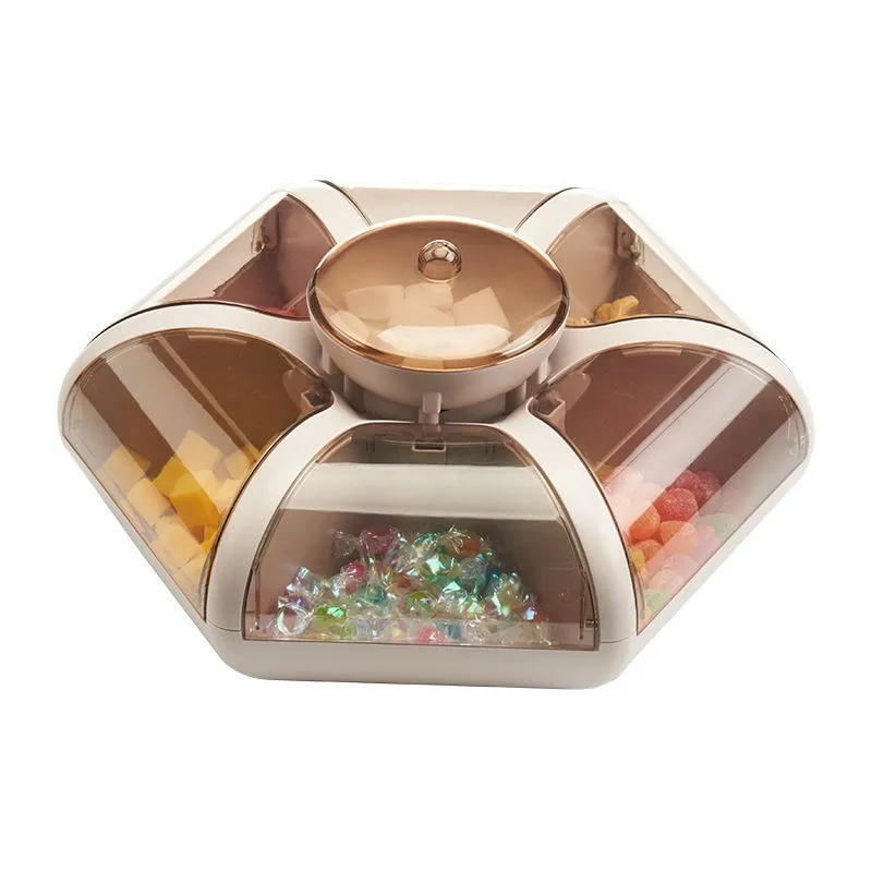 

The new lotus fruit plate candy box compartment with lid push-type snack storage box