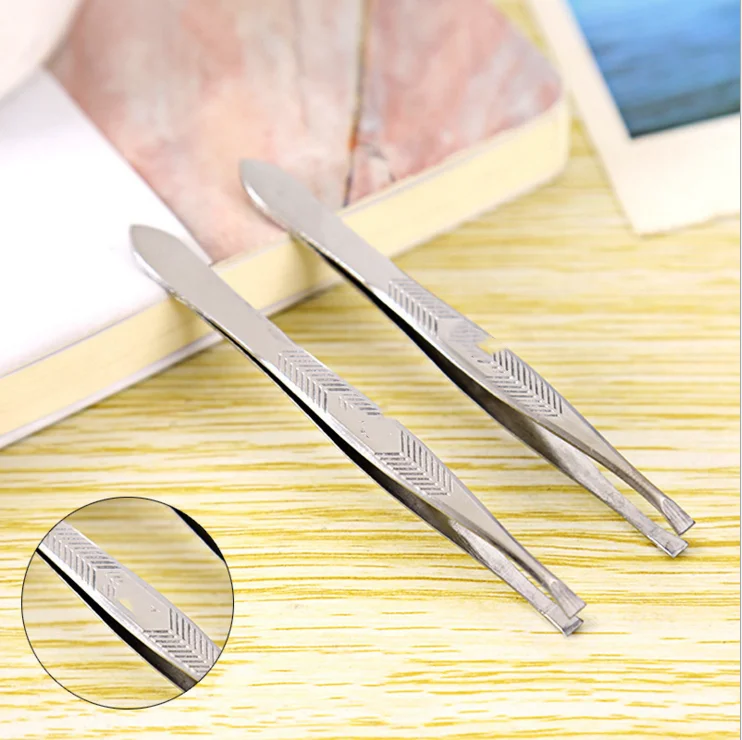 

Best Sale Custom Logo Stainless steel eyebrow makeup tools oblique mouth eyebrow clip