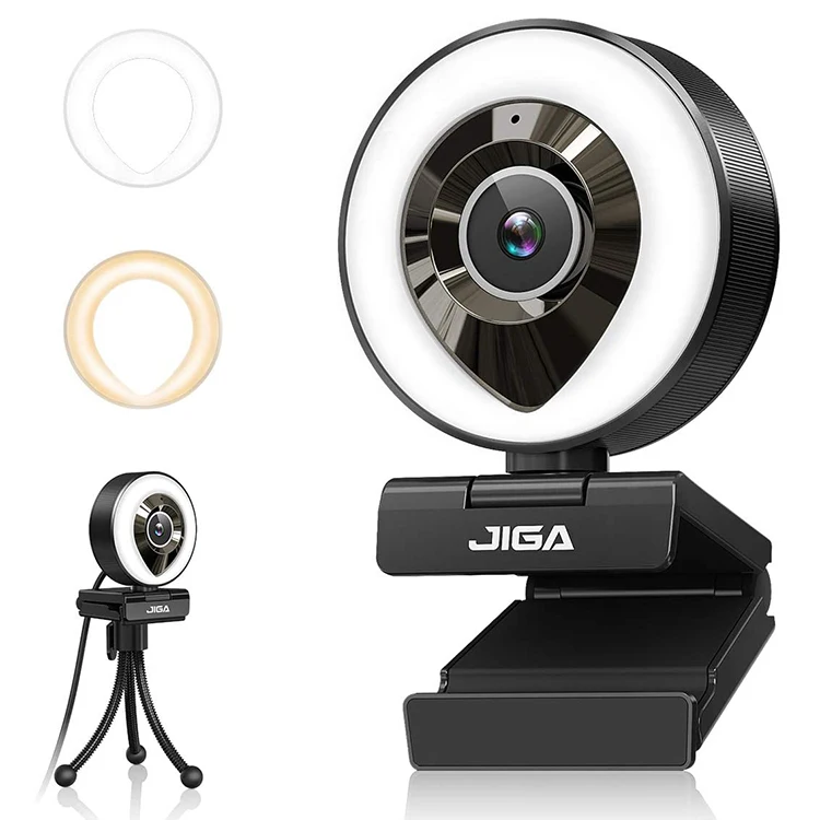 

New Arrivals PC Camera Web Stream Cam Ring Light 1080P 30Fps Hd Usb Webcam Led Light Full Hd Web Camera With Mic