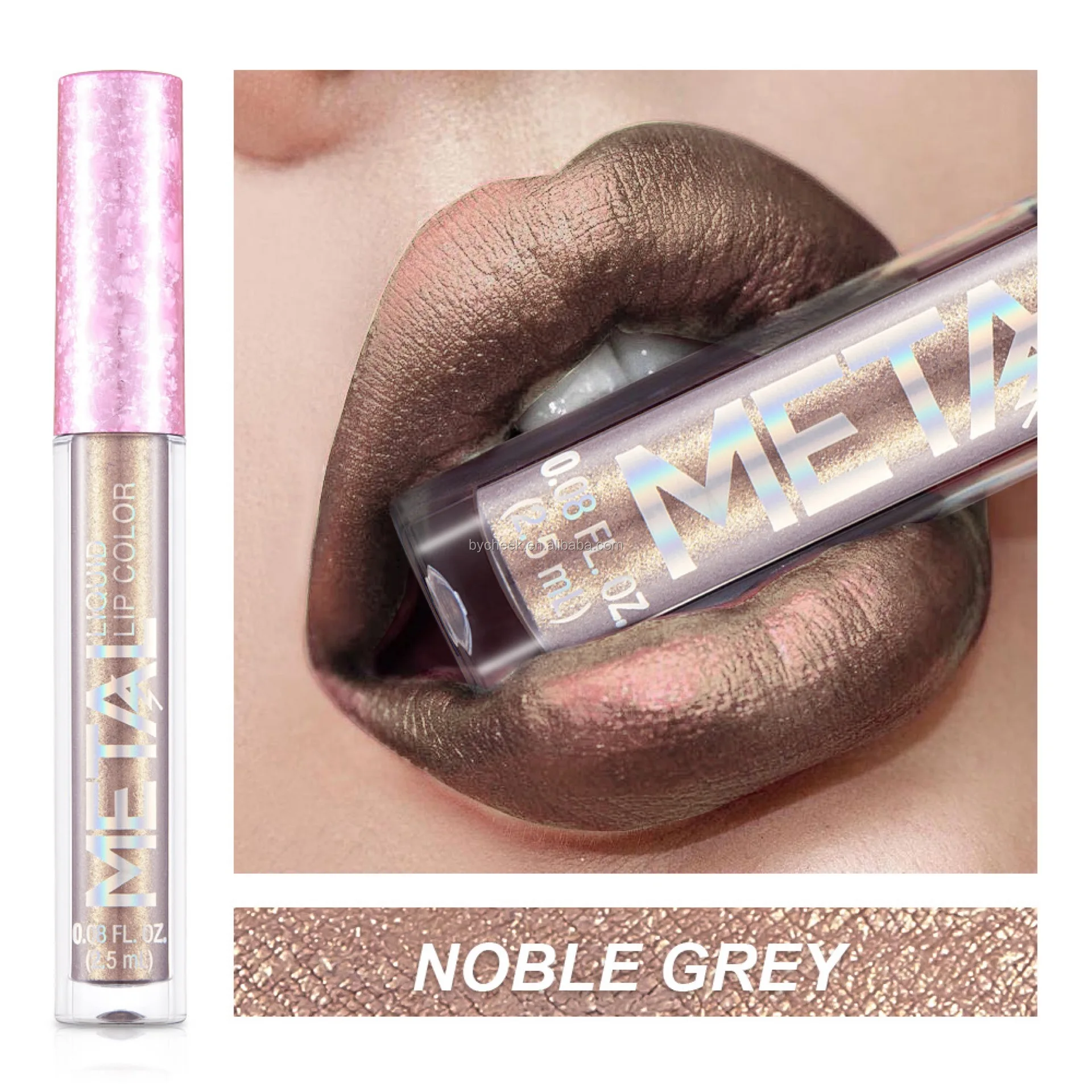 

Private label cosmetics makeup metallic lipgloss holographic lipstick