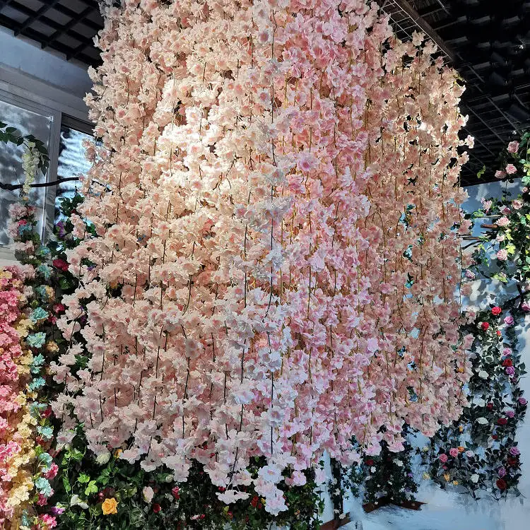 

Romantic In Stock Arch Decoration 180cm 220cm Cherry Blossom Cane Vine Wall Hanging For Sale