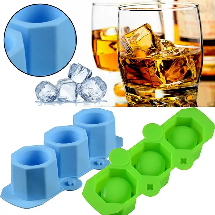 

Easy to Release 3 Cavity Wine Cup Shaped Silicone Ice Cube Tray Molds Chocolate Mousse Cake Decorate Tools DIY Cocktail Beer