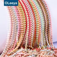 

New OLeeya Wholesale SS8 10 yards/roll Jewelry Rhinestone Chain Plastic Pearl Close Cup Trimming Bridal Chains for Boys Jeans