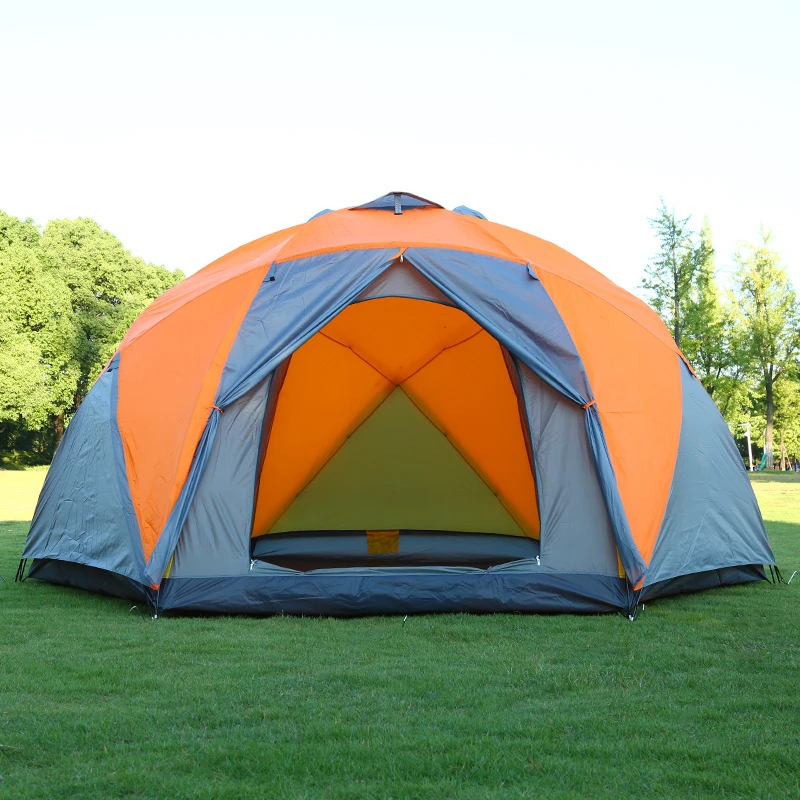 

Ultralarge Camping Tent Separated Dual Layer 10 Person Family Tourist Travel Tent Large Space Hexagonal tent Marquee with 3 Door