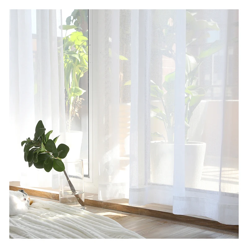 

Innermor Soft White Tulle Curtains For Living room Japan style Voile Sheer Window Curtain for bedroom Dinning room Customized
