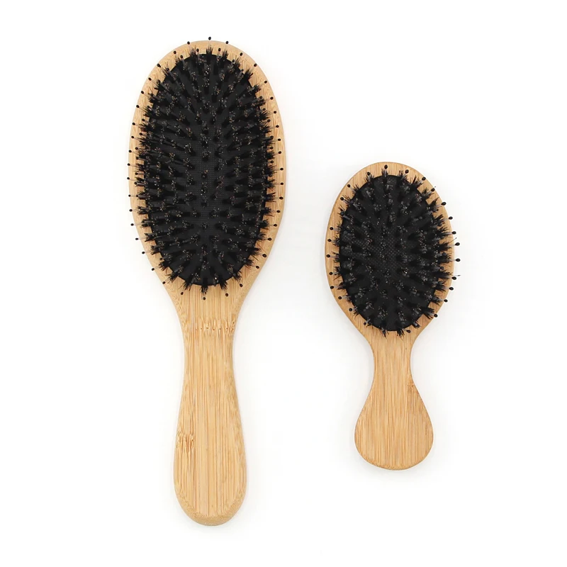 

Custom Logo Bamboo Massage Brush Small Large Natural Bamboo Paddle Detangling Hair Brush Set