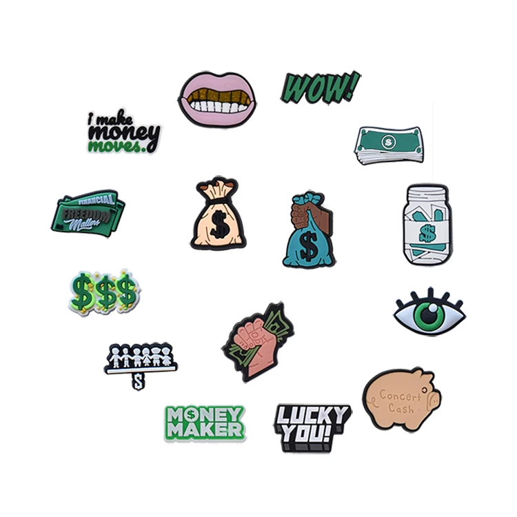 

Wholesale green Croc Charms Cute Money Dollar Shoe Charms Shoe decorations Birthday Gifts for Adult Kids, As pictures show