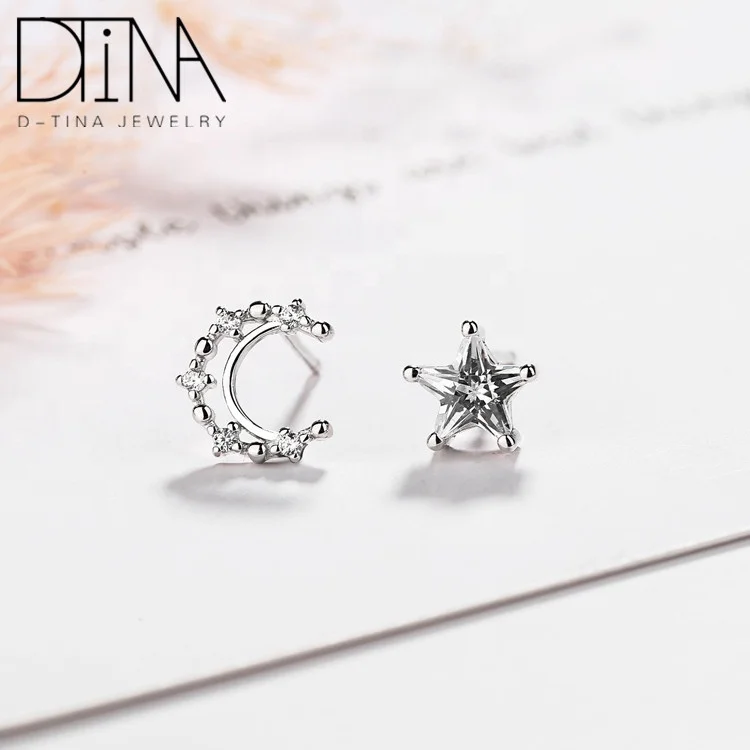 

DTINA 925 sterling silver earrings star moon princess girl earrings