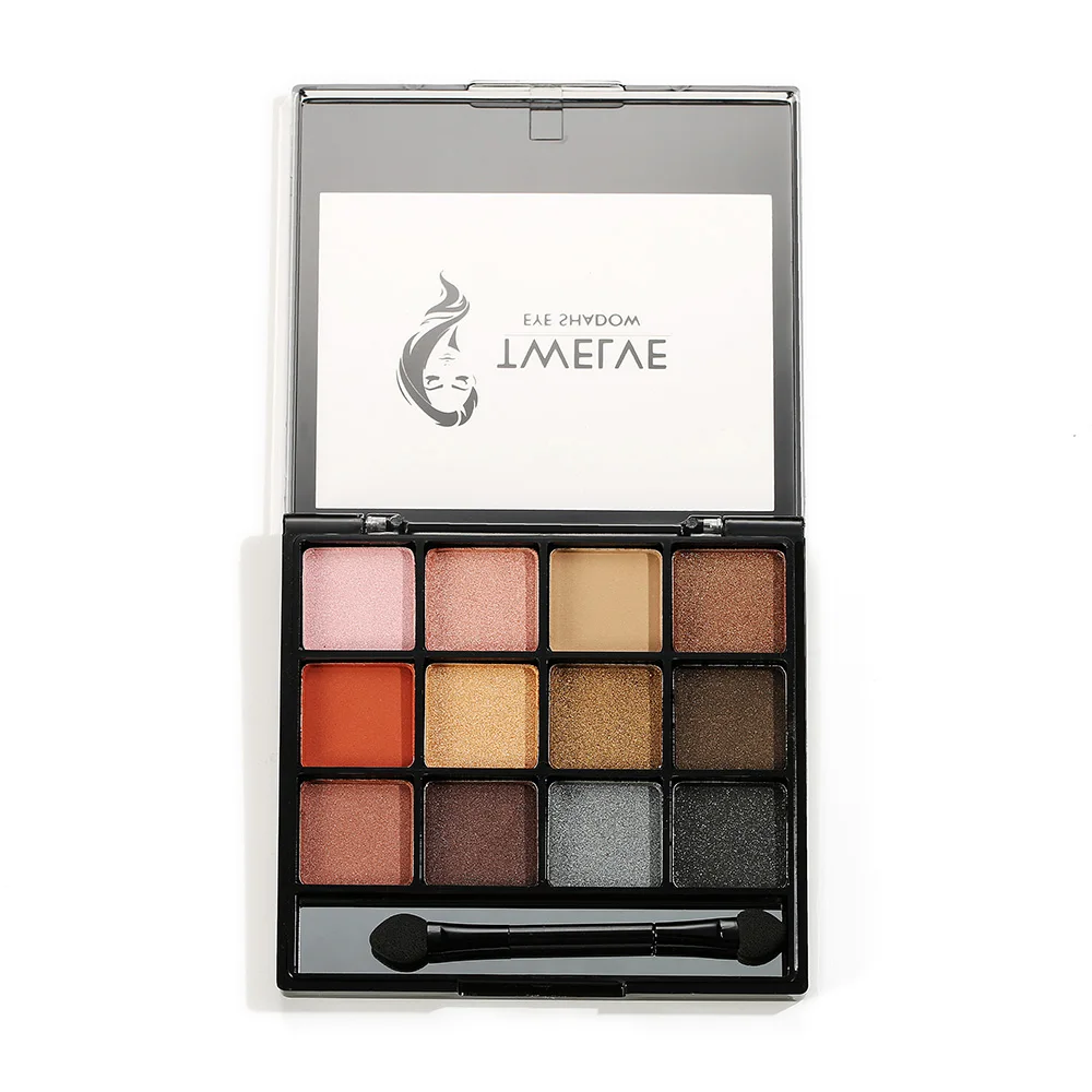

Promotional beginner matte pearlescent earthy soft 12-color eyeshadow palette, 12 colors