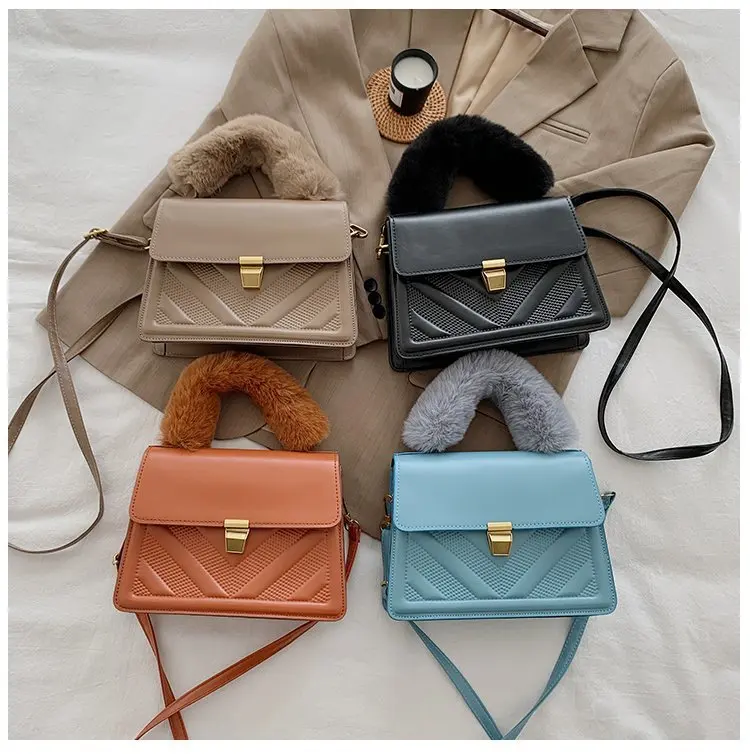 

High Quality Autumn And Winter Tote Plush Portable Handbag Small Bag Sac A Main Femm Sac Boxycharm Glam Bag