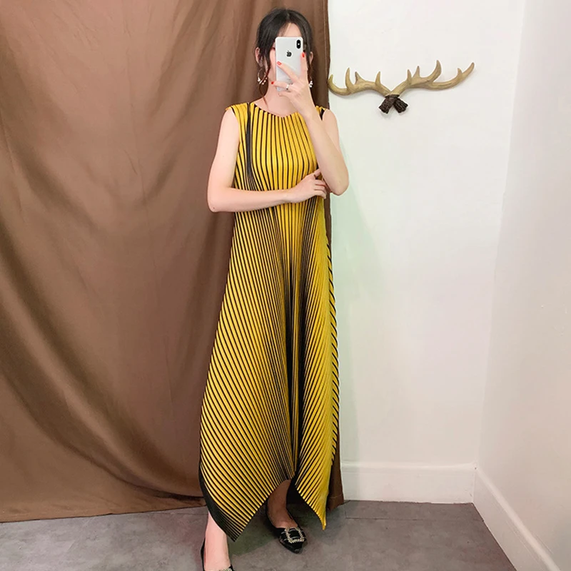 

Miyake pleated Summer Women Fashion New Tidal Loose casual shirt dress Plus Size Women's Pleated Dress, Accept customzied color