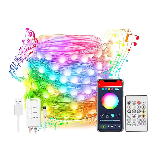 WIFI Smart Fairy Lights Led String Light for Christmas Decoration Music sync Compatible with Google assistant /Amazon Alexa
