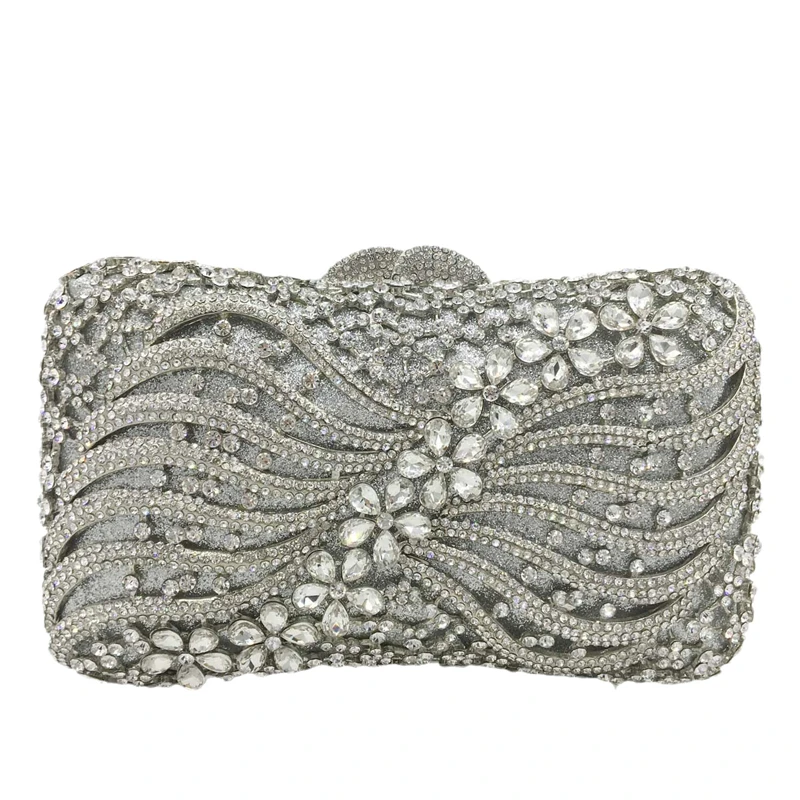 

Hand-Made Women Crystal Clutch Evening Bags Wedding Party Rhinestones Handbags Ladies Dinner Gold Purses