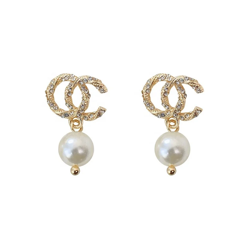 

Free Shipping Jewelry Not Fade Zircon Plated 24K Gold Freshwater Pearl Grandmother Earring