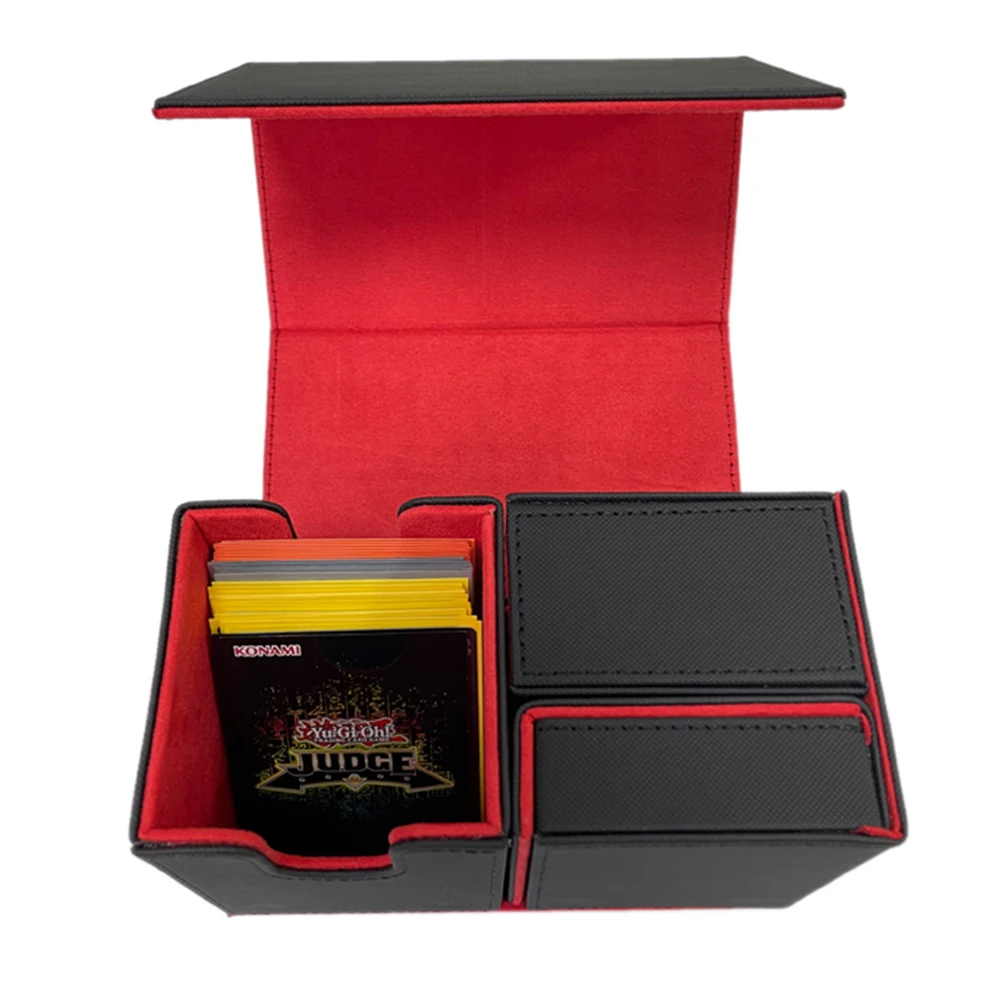 Torson Customizable Checkered Black Leather Deck Storage Box for Board Game Cards 600+ Card Capacity Environmentally Friendly
