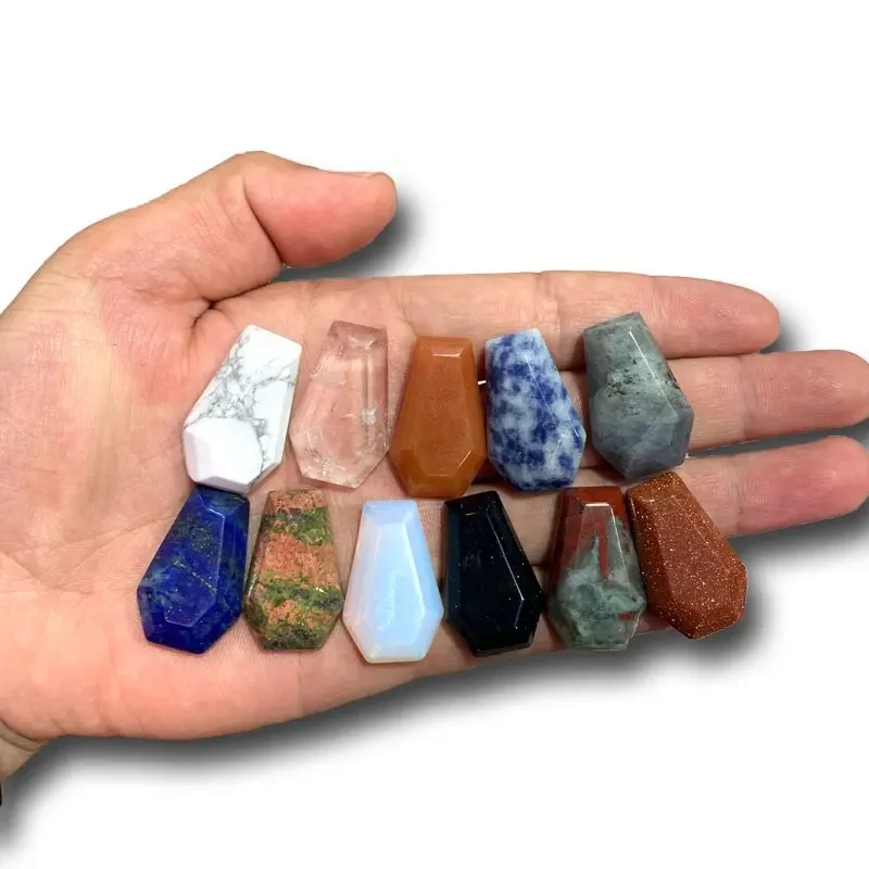 

Wholesale 3cm Folk Crafts Natural Stone Multi Crystal Materials bulk Mini Coffins For Gift