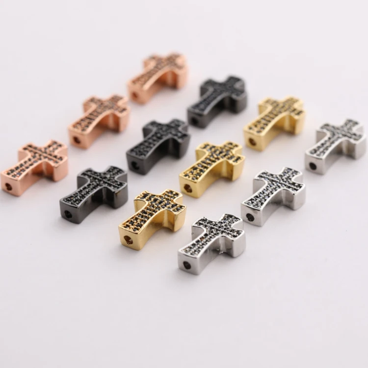 

Custom Design Jet Jesus Christ Cross Charms Pendant Zircon Brass Micro Insert Bead Copper Gift for DIY Jewelry Making XCRS1418, Gold/silver/gunmetal/rose gold