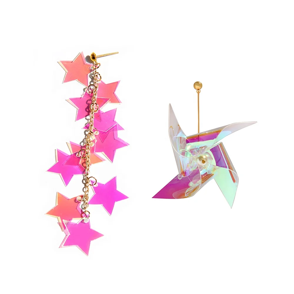 

Fashion Beach Pendant Accessories Woman Alloy Tuds Arete Aro ORO Multicolor Tpu Jewelry Windmill Star Earrings Dangle