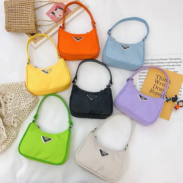 

Colorful mini designer pra da nylon kids shoulder bag, 7 colors