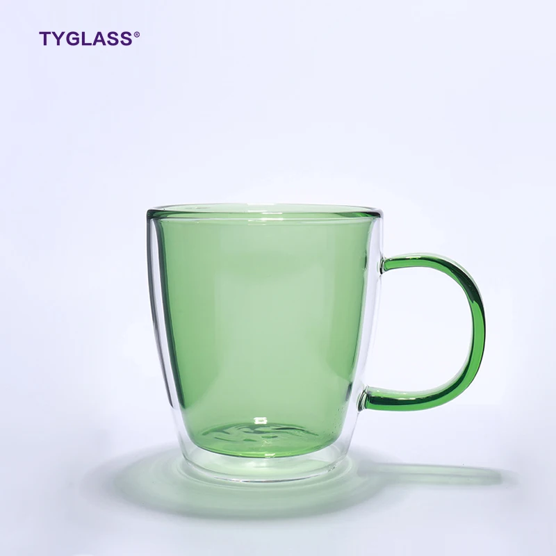 

Guaranteed Quality reusable double wall coffee tea cups water color glass mug wholesale glass water goblets