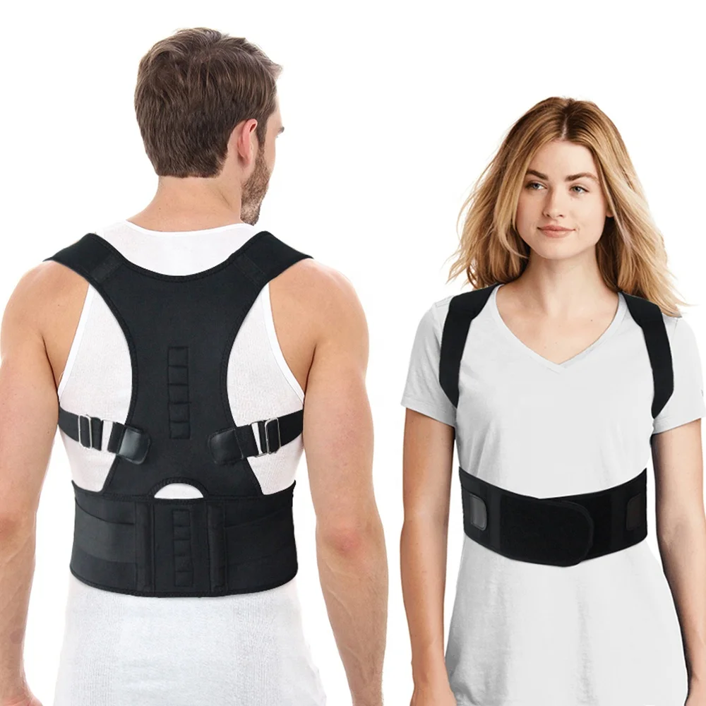 

Wholesale Private Label High Quality Neoprene Adjustable Magnetic Therapy Back Support Belt Posture Corrector, Black, white, nude